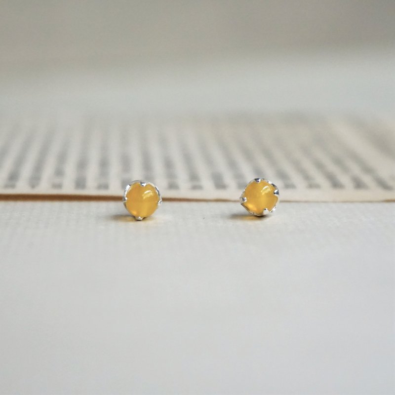<< November Birthstone-Yellow Agate Earrings >> Birthstone Earrings Birthstone - Earrings & Clip-ons - Semi-Precious Stones Yellow