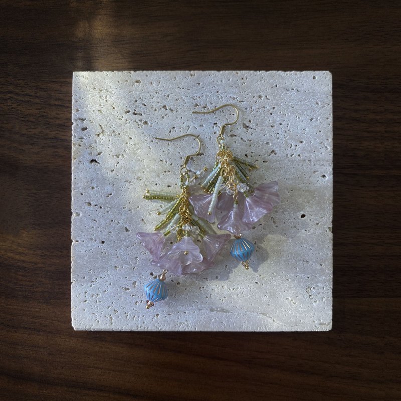 Atelier Pluton實驗序號 | PL322 - 耳環/耳夾/耳骨夾 - 玻璃 粉紅色