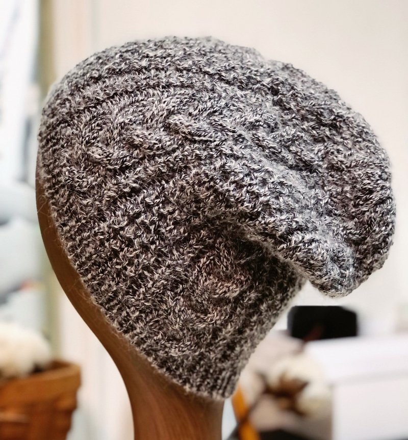 [Ready stock] ChiChi handmade-high-quality wool knitted hat/wool hat/hand-knitted - Hats & Caps - Wool Gray