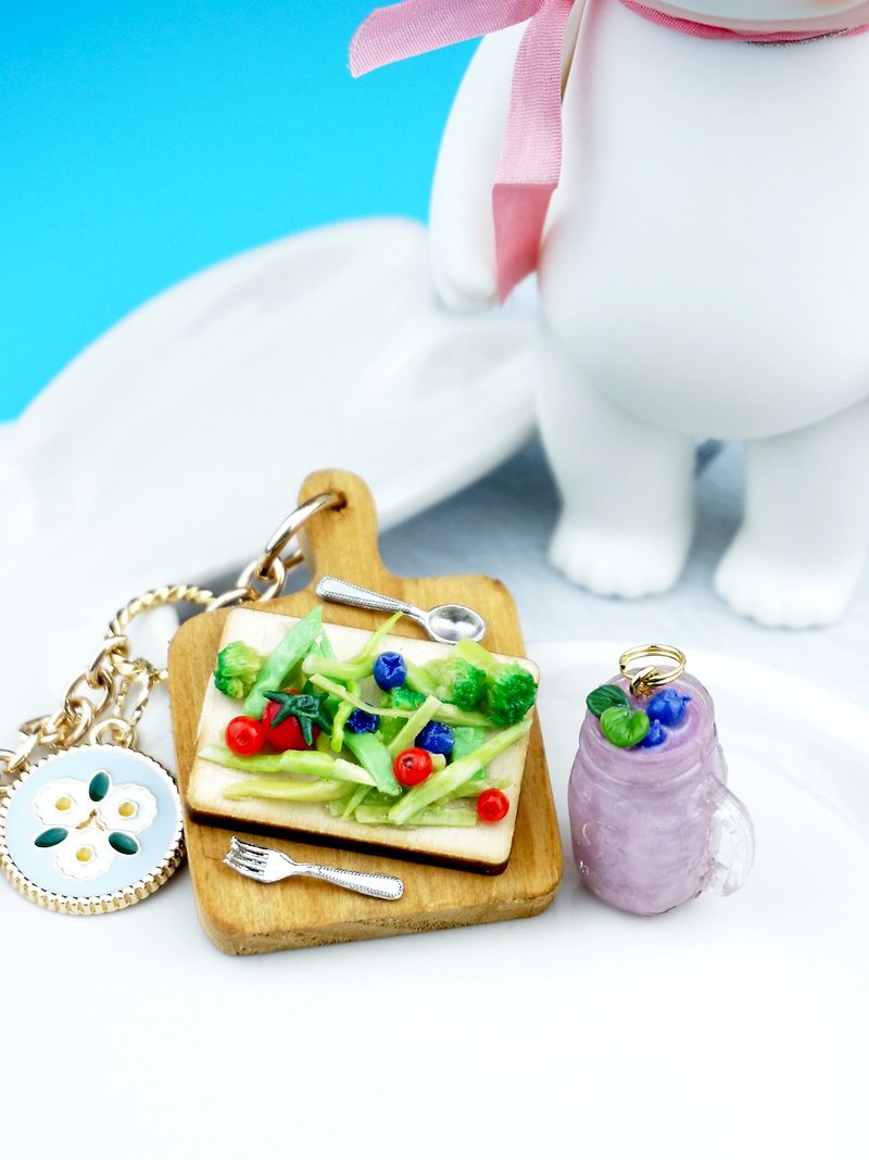 Healthy orientation fruit milkshake and salad bag ornaments - Charms - Clay Purple