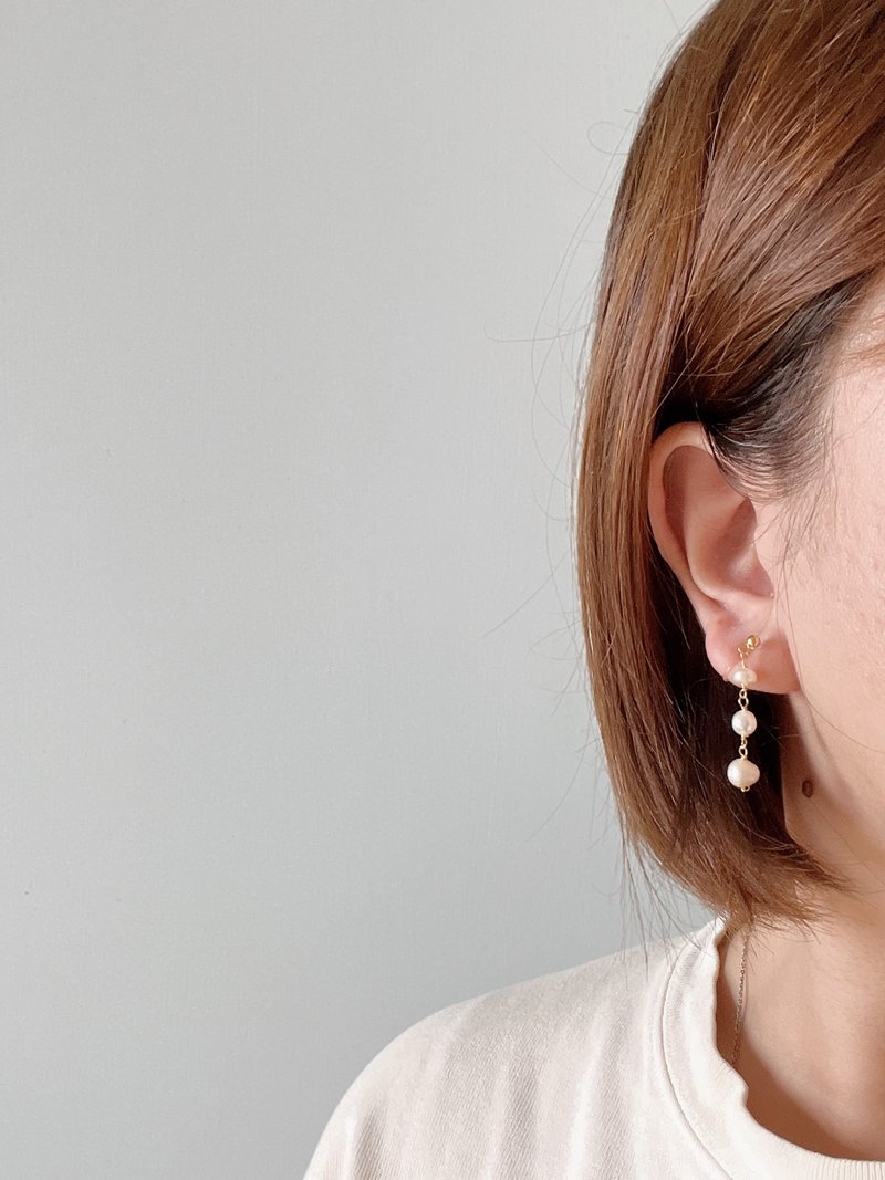 Enko | Matilda's Wagashi Elegant Pearl 14K Earring Clip-On - ต่างหู - เครื่องประดับพลอย ขาว