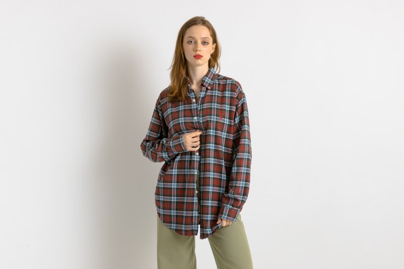 Vintage Ralph Lauren Unisex Check Medium Man Shirt - 男襯衫/休閒襯衫 - 棉．麻 多色