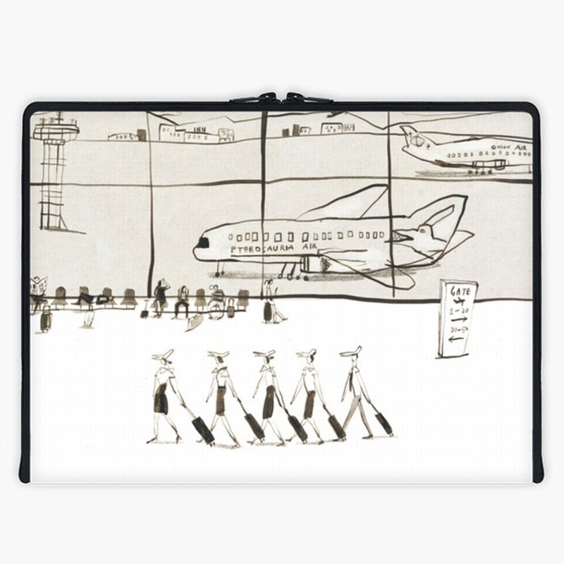 Axis - Custom 3-Sided Zipper Laptop Sleeve - Dinosaur Airlines - กระเป๋าแล็ปท็อป - วัสดุกันนำ้ 
