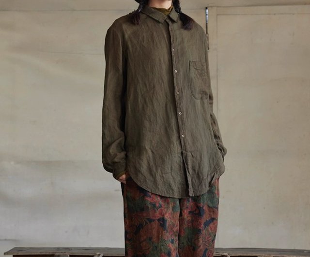 Vintage wenqing pure cotton plant-dyed shirt - Shop leftbank