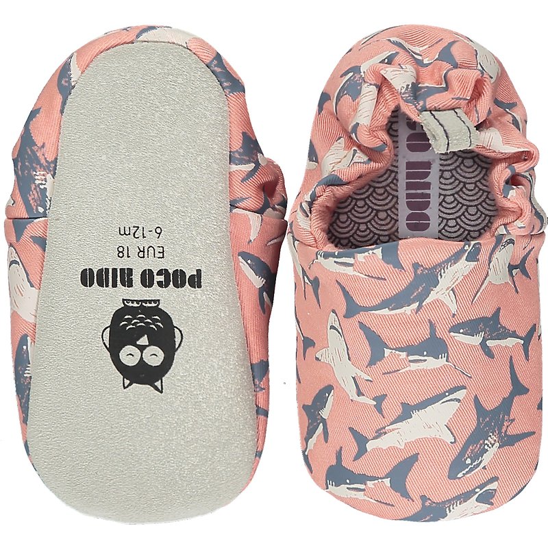 棉．麻 嬰兒鞋/學步鞋 - Poco Nido (英國) 嬰兒 BB鞋 學行/學步鞋仔 -  澳洲 鯊魚 粉紅色
