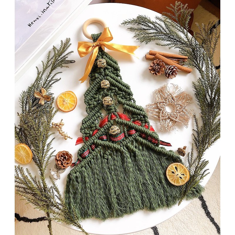 Romantic woven Christmas tree ornaments - Items for Display - Cotton & Hemp Green