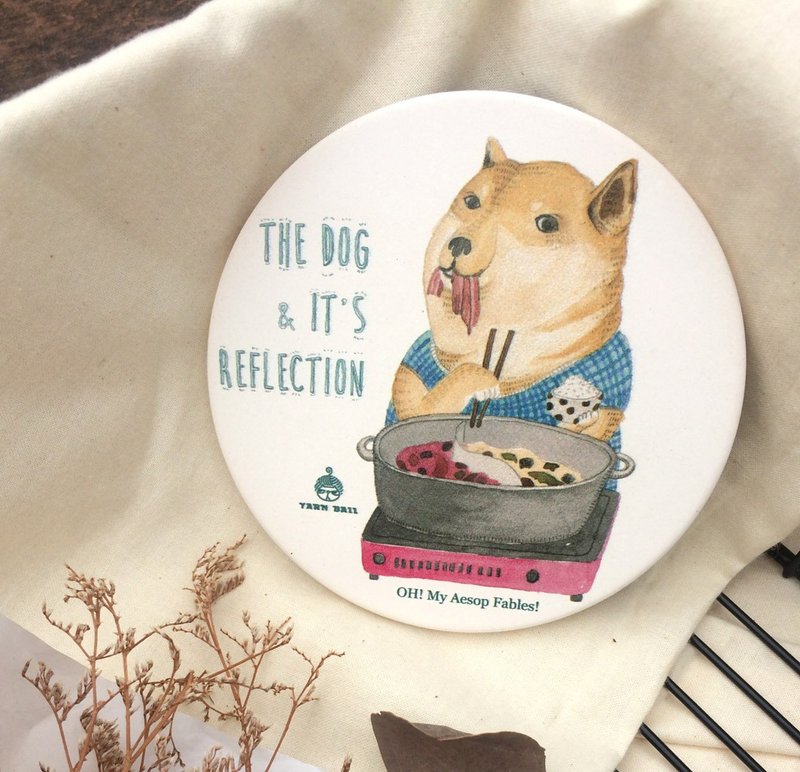 Aesopの寓話-犬は肉セラミックウォーターコースターを食べる - その他 - 陶器 ホワイト