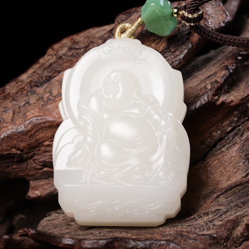 一念之間 秒殺價 天然新疆和田玉羊脂玉彌勒佛吊墜 玉質細膩