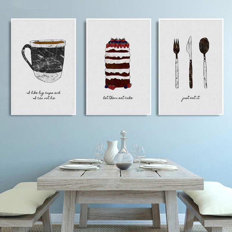 Afternoon Tea Time_Hanging Pictures_Art Series_Made in Taiwan and shipped quickly in two working days - โปสเตอร์ - ผ้าฝ้าย/ผ้าลินิน สีเทา