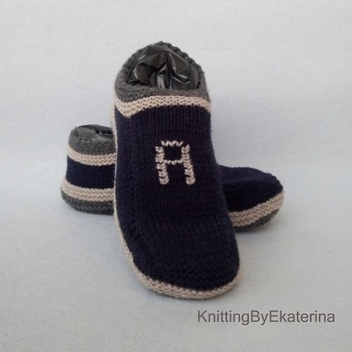 KnittingByEkaterina Monogram Embroidered Initials Slipper Socks, Custom Socks, Personalized Socks