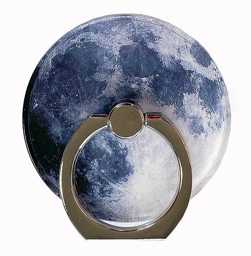 Beautiful full moon smartphone ring - Phone Accessories - Other Metals Blue
