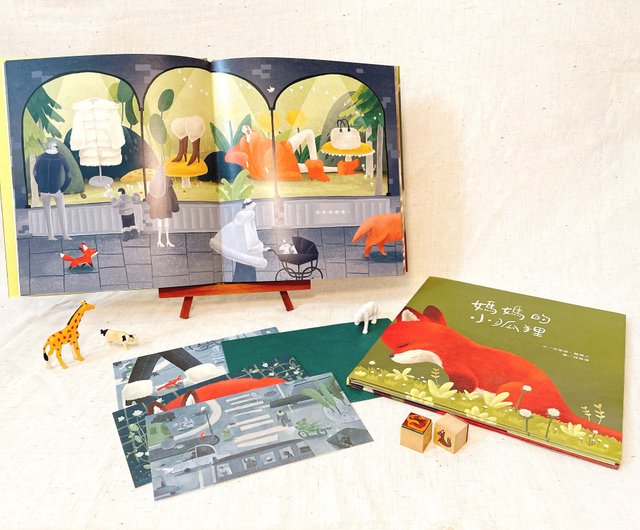 子キツネのお母さん 母の子キツネのポストカード - ショップ