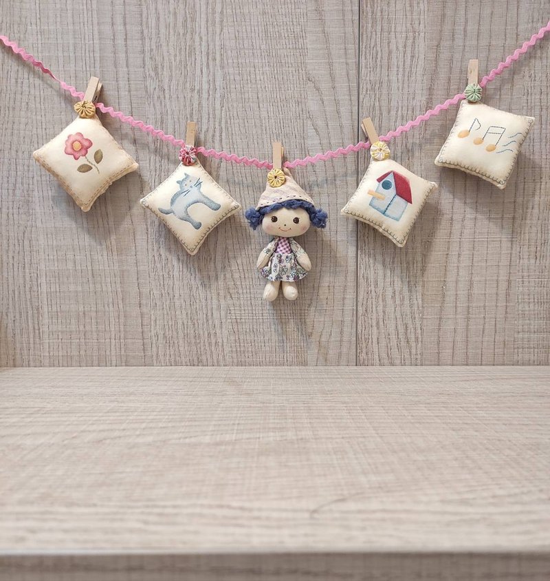 A bunch of small pillows and elf baby ornaments - Items for Display - Cotton & Hemp 