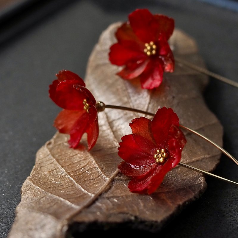 Mino Washi Autumn Cherry Blossom Clip-On - Earrings & Clip-ons - Paper Red