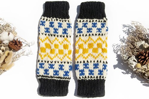 omhandmade 手織純羊毛針織襪套/編織羊毛襪套/內刷毛襪套/保暖襪套-費爾島風