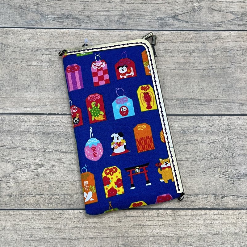 Japanese Style Kisslocked Moblie Case| Girlskioku~* - Coin Purses - Cotton & Hemp Blue