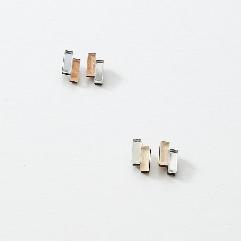 twin stick mini earrings - ต่างหู - ไม้ สีนำ้ตาล