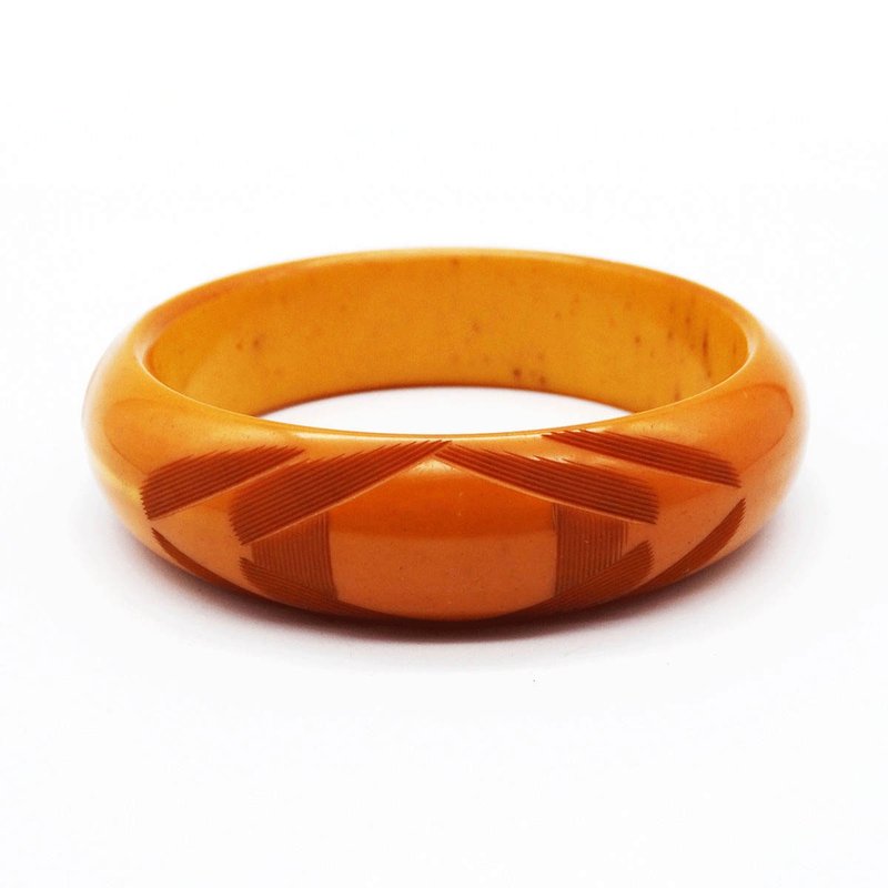 60s USA vintage bakelite bangle - 手鍊/手環 - 其他材質 橘色