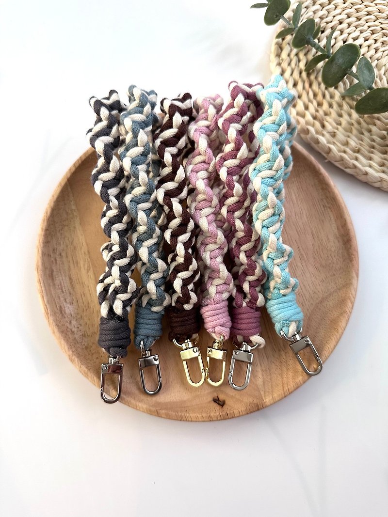 Spiral Square Knot Woven Phone Wrist Strap/Key Lanyard - Lanyards & Straps - Cotton & Hemp Multicolor
