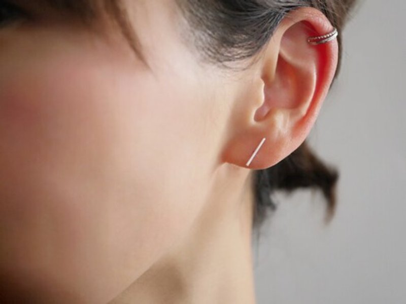 ✩ NEW! Silver short stick earrings - ต่างหู - โลหะ 
