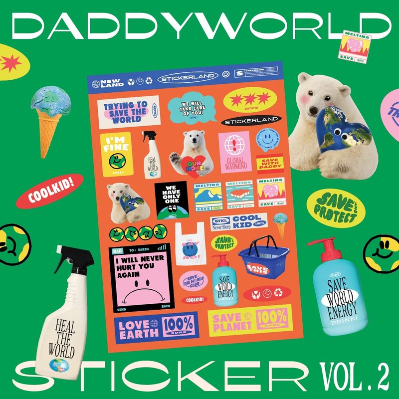 Daddy World Sticker Vol.2 สติ๊กเกอร์สีสันน่ารัก - สติกเกอร์ - กระดาษ สีแดง