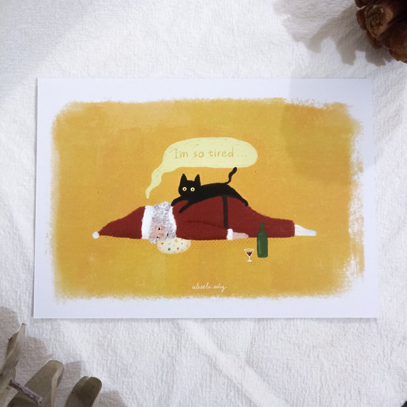 聖誕卡 明信片-聖誕老人想罷工 - 卡片/明信片 - 紙 紅色