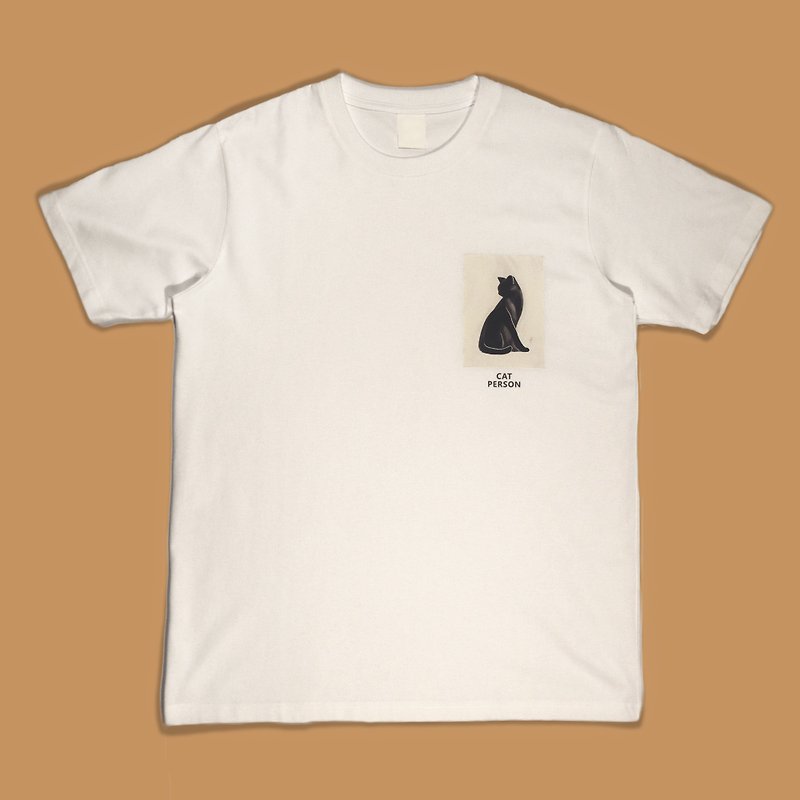 ZJ 中厚手クラシック半袖Tシャツ 猫バッジシリーズ 図面デザイン 台湾MIT製 - Tシャツ - コットン・麻 ホワイト