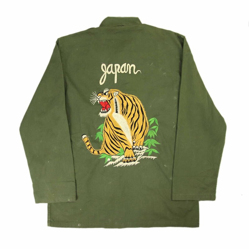 Tsubasa.Y Ancient House A02 Ancient Tigers Embroidered Army Shirt, Shirt Embroidered Military Dress - เสื้อเชิ้ตผู้หญิง - วัสดุอื่นๆ 