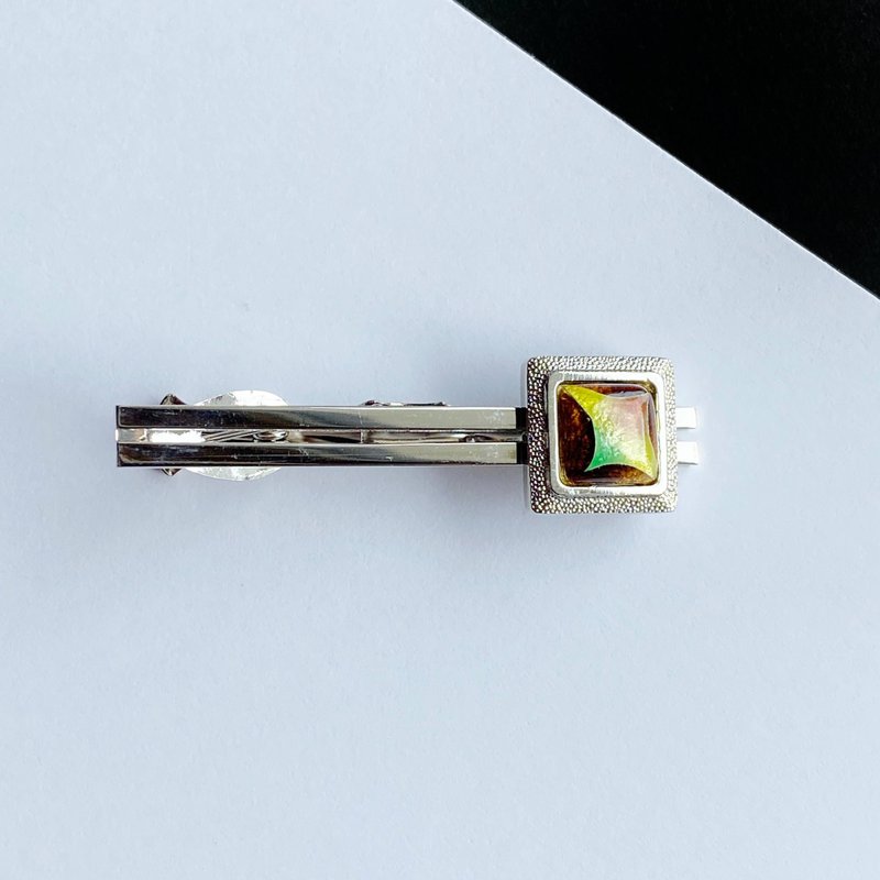 Star [Ocher] Cloisonne Tie Clip Pure Silver Wired Cloisonne - เนคไท/ที่หนีบเนคไท - วัสดุอื่นๆ สีเหลือง