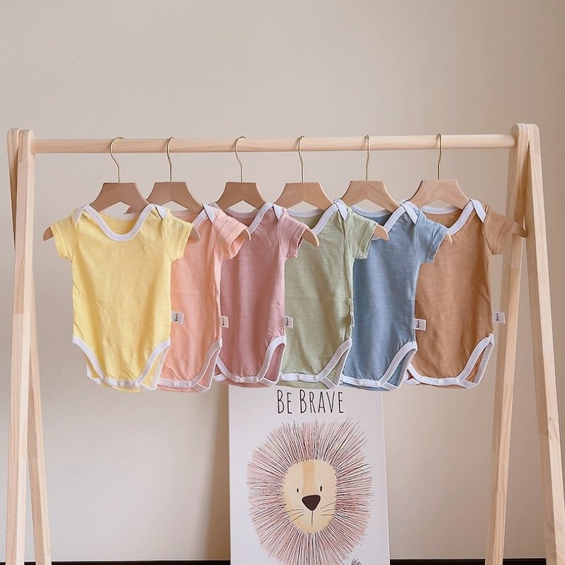 【YOURs】Bamboo cotton fresh and sweet onesies made in Taiwan, children's clothing, baby clothes, summer short-sleeved clothes - ชุดทั้งตัว - ผ้าฝ้าย/ผ้าลินิน สีเหลือง