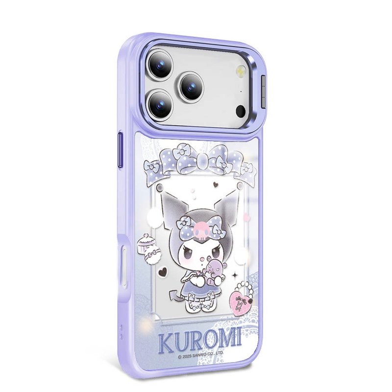 iPhone Series Military-Grade Alloy Frame Invisible Stand Mirror Magnetic Case - Lace Kuromi D - Purple Frame - เคส/ซองมือถือ - วัสดุอื่นๆ หลากหลายสี