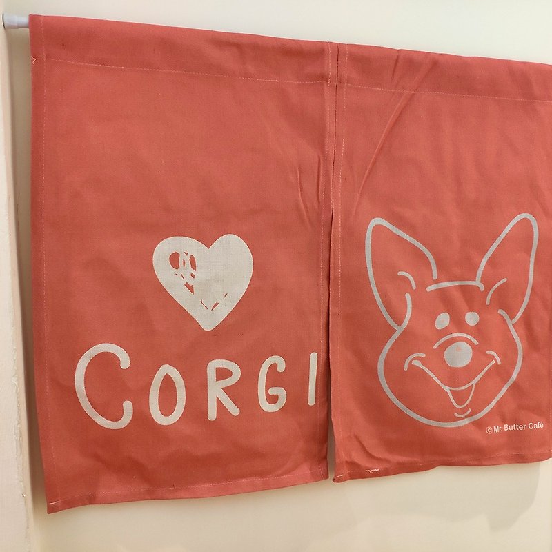 Love Corgi, I love Koki cute curtains. - Doorway Curtains & Door Signs - Cotton & Hemp 