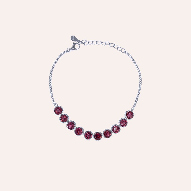 Anzhu Stone Red Round 5mm Bracelet Harmony Series Round B Gemstone Silver AND - Bracelets - Silver Red