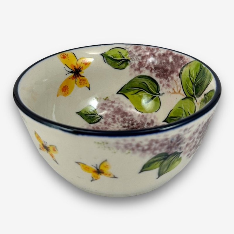 Polish hand-painted pottery-rice bowl 13cm purple musk flower series designer model - ถ้วยชาม - ดินเผา สีม่วง