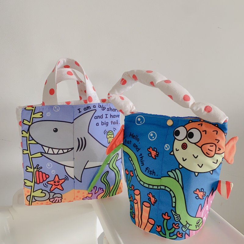 Mommy bag 3D marine animal tissue water cup storage bag customized gift - กระเป๋าเครื่องสำอาง - ผ้าฝ้าย/ผ้าลินิน หลากหลายสี