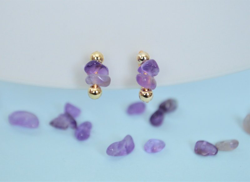 Painless Clip-On/ Small Amethyst Clip-On - Earrings & Clip-ons - Stone Blue