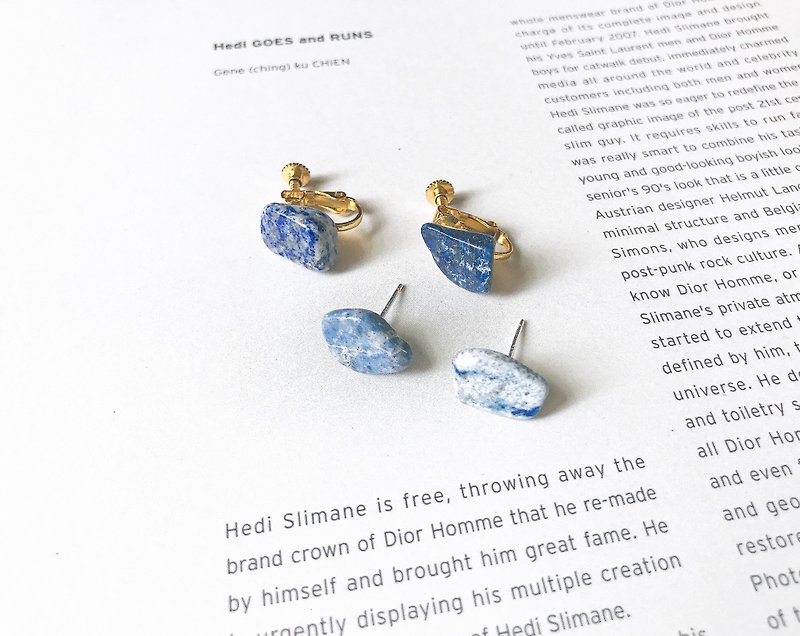 紺碧のインクラピスラズリ鉱石のイヤリング12-15mmの耳の鍼治療のイヤリング - ピアス・イヤリング - 半貴石 ブルー