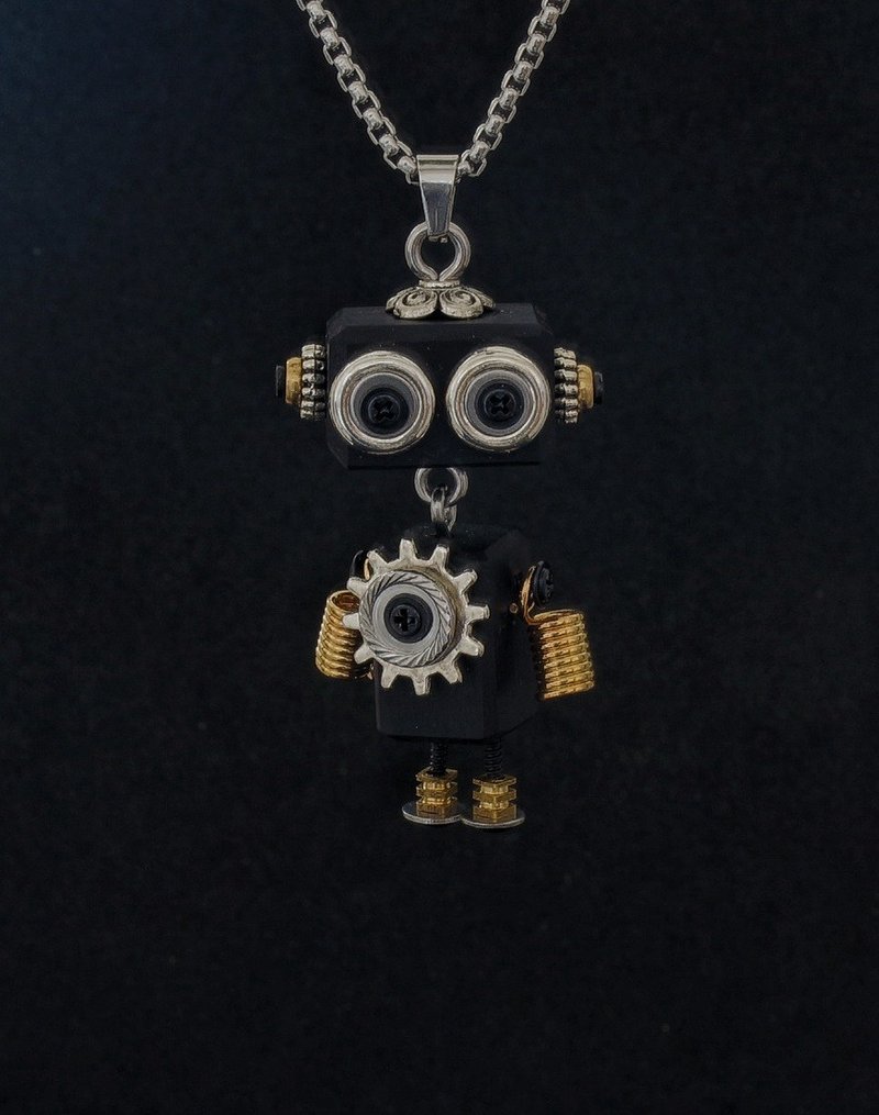 KUPACHU Robot Necklace # 324 - Necklaces - Wood 