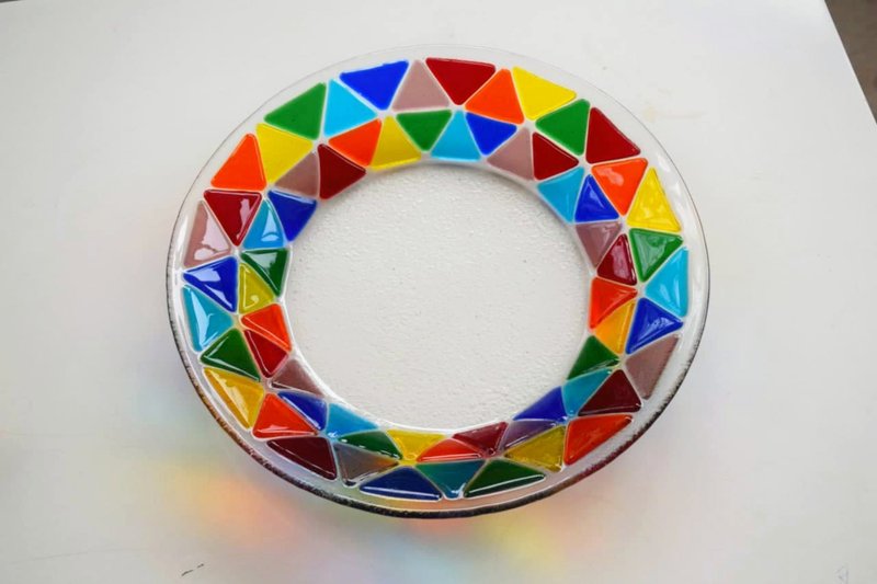 Rainbow glass bowl - Dessert fused candy dish - Fused glass art - 碗 - 玻璃 多色