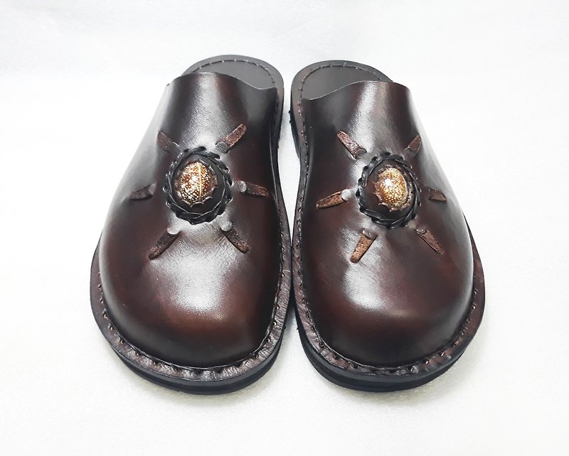 Handmade Clogs, Genuine Leather Clog, Mule Slippers, leather sandals, Flat shoes - Men's Leather Shoes - Genuine Leather Brown