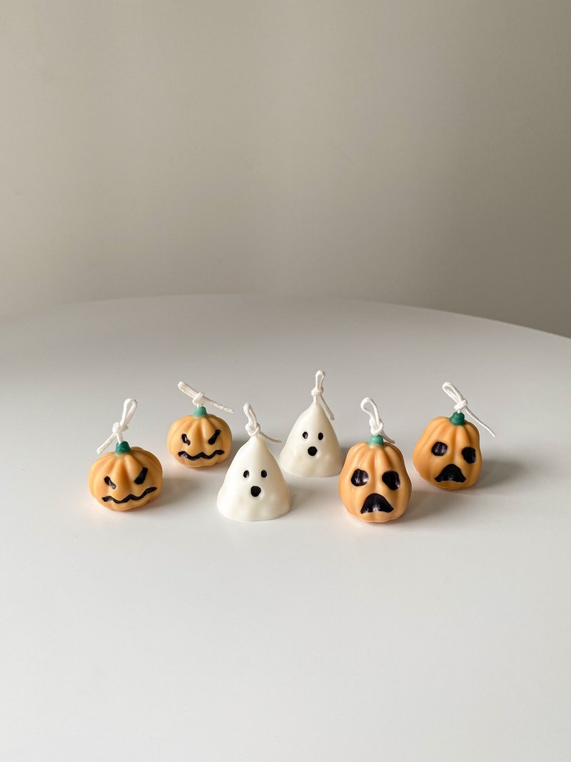 Halloween Candle Pumpkin Ghost - เทียน/เชิงเทียน - ขี้ผึ้ง 