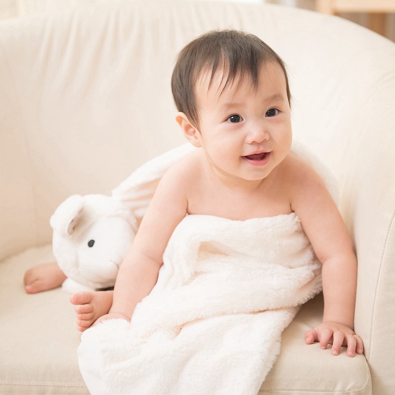 Kori DeerCLEA鹿の動物の赤ちゃんの毛布の毛布が贅沢なギフトボックスをなだめる-ホワイトミルクラム - 出産祝い用贈物 - ポリエステル ホワイト