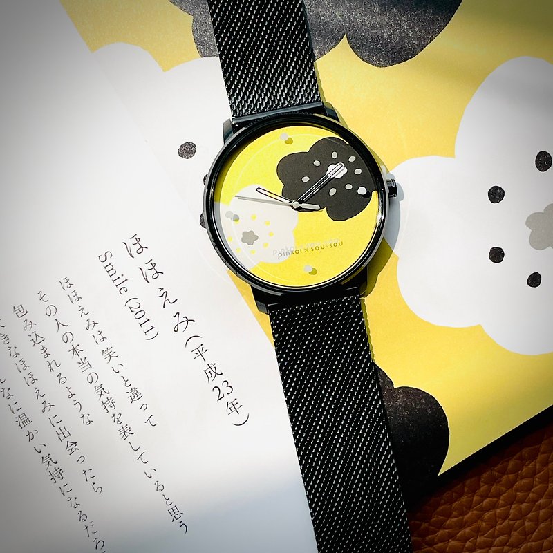 【Pinkoi x SOU・SOU】39mm Japanese Quartz Movement Stainless Steel Watch Smile Yellow - Men's & Unisex Watches - Stainless Steel Yellow