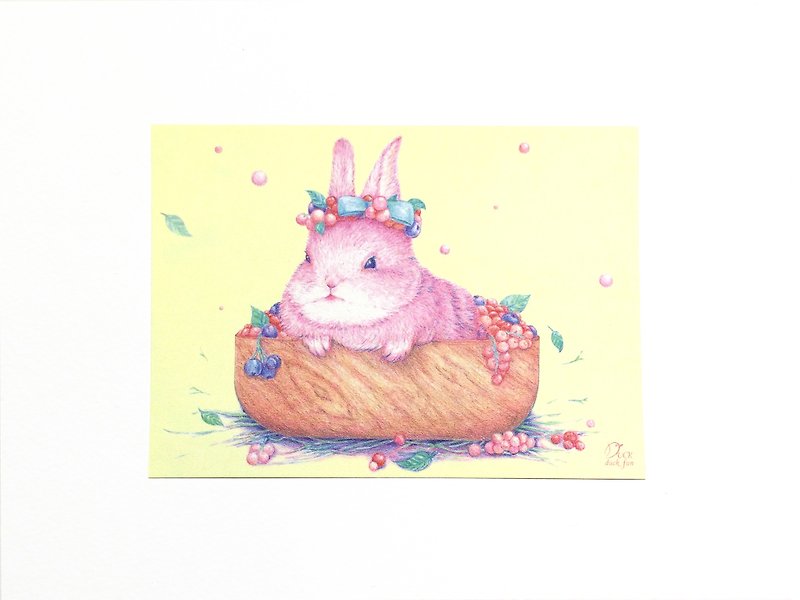 Berry Bunny Postcard Card - การ์ด/โปสการ์ด - กระดาษ สึชมพู