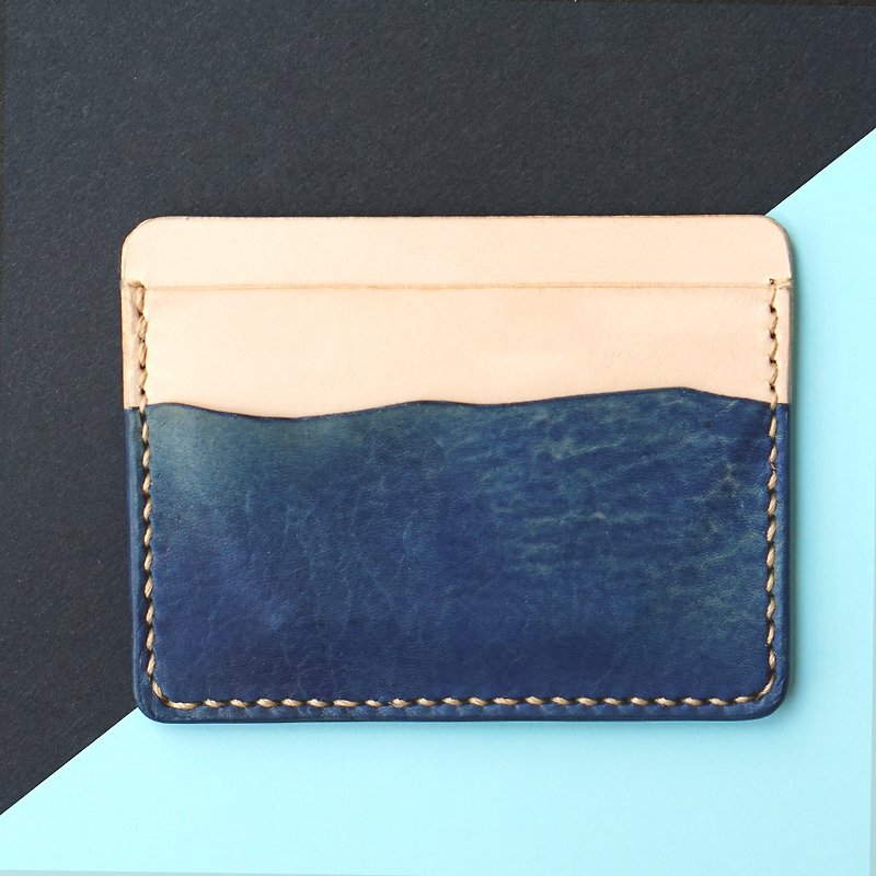Pine Nut Card Holder Limited Handmade Leather - ที่ใส่บัตรคล้องคอ - หนังแท้ สีน้ำเงิน