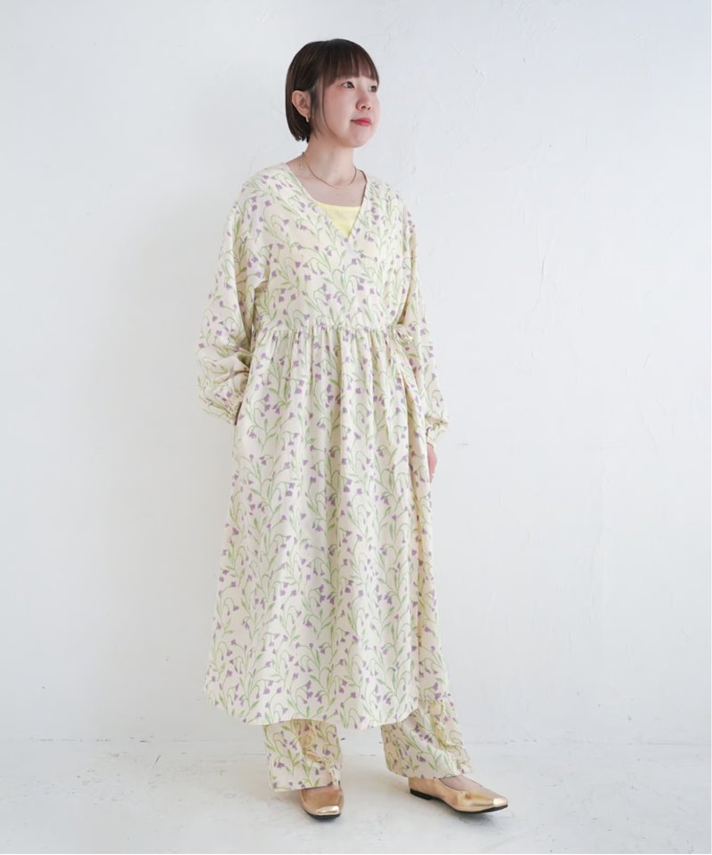 コットンカディカシュクールワンピースBranch / beige - 洋裝/連身裙 - 棉．麻 卡其色