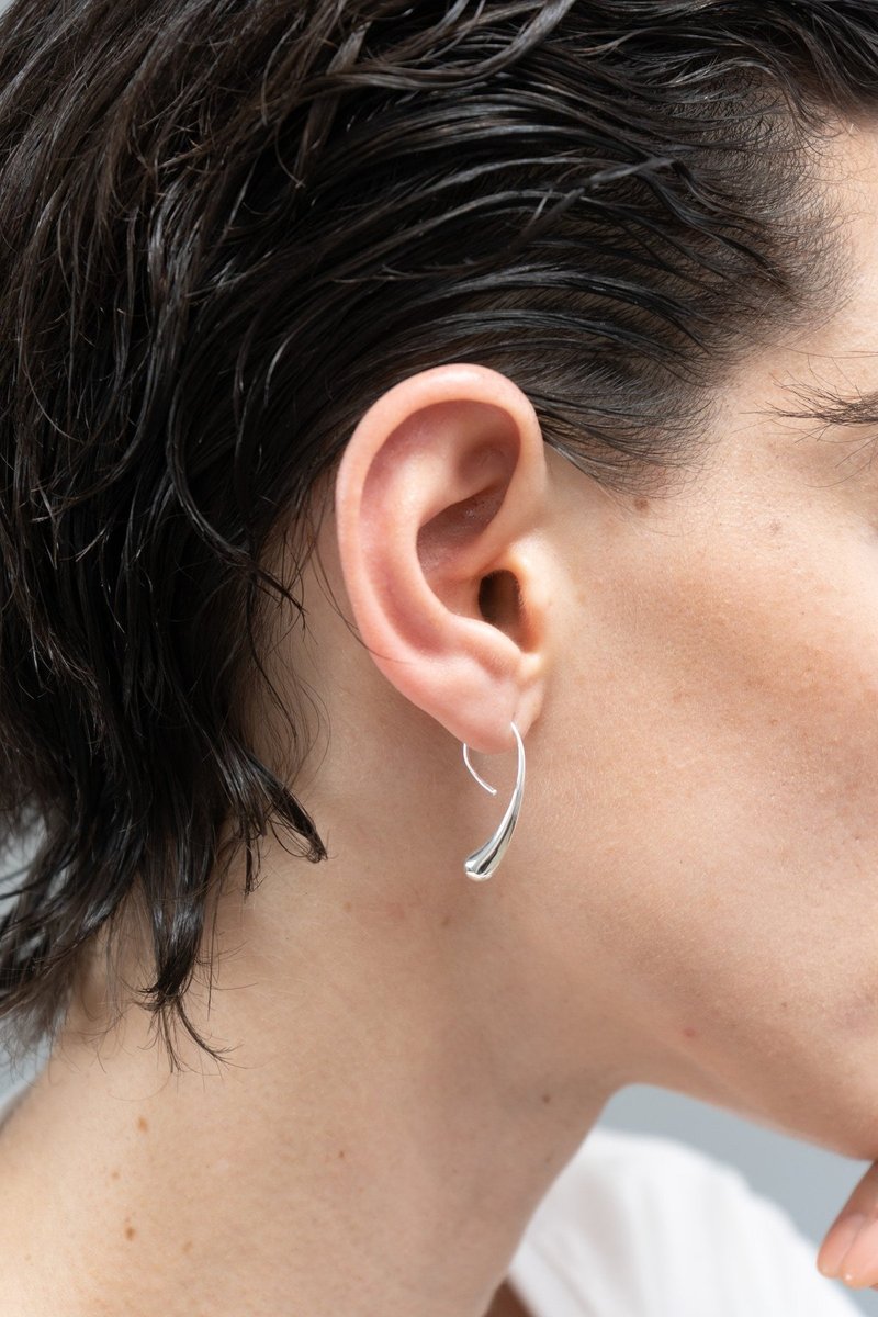 dashbrand DJ05-ER Melt Earring (Minimal Jewelry) silver925 - 耳環/耳夾/耳骨夾 - 純銀 銀色