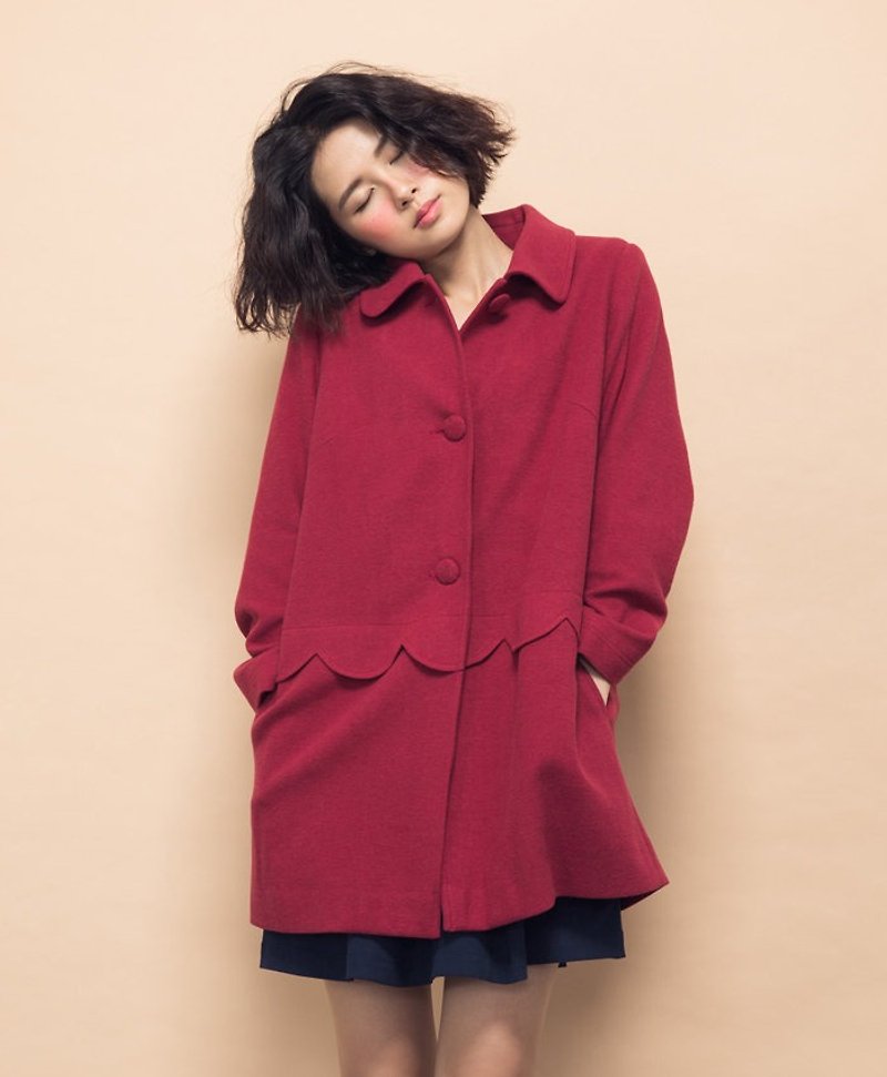 Organic cotton clouds fruit shape coat - red poppies - Women's Casual & Functional Jackets - Cotton & Hemp Red