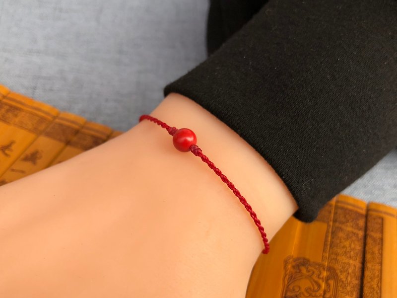 Taisui years (the birth year) cinnabar hand rope (custom length) - Bracelets - Gemstone Red