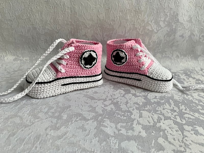Cute Converse baby booties Baby shoes for a baby girl boy Kids Fashion Socks - รองเท้าเด็ก - ผ้าฝ้าย/ผ้าลินิน สึชมพู